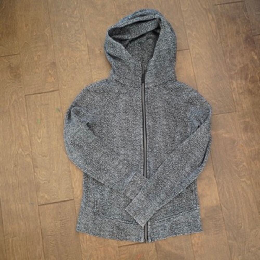 Lululemon Long Sleeve Full Zip Scuba Hoodie Black & White Womens Size 6